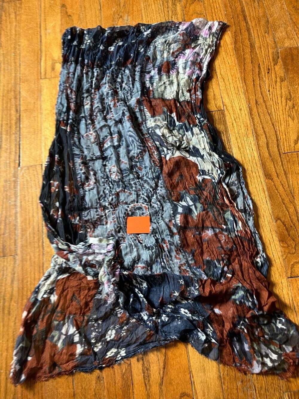 Colorful Floral Crinkle Modal Scarf, Lightweight Long Wrap